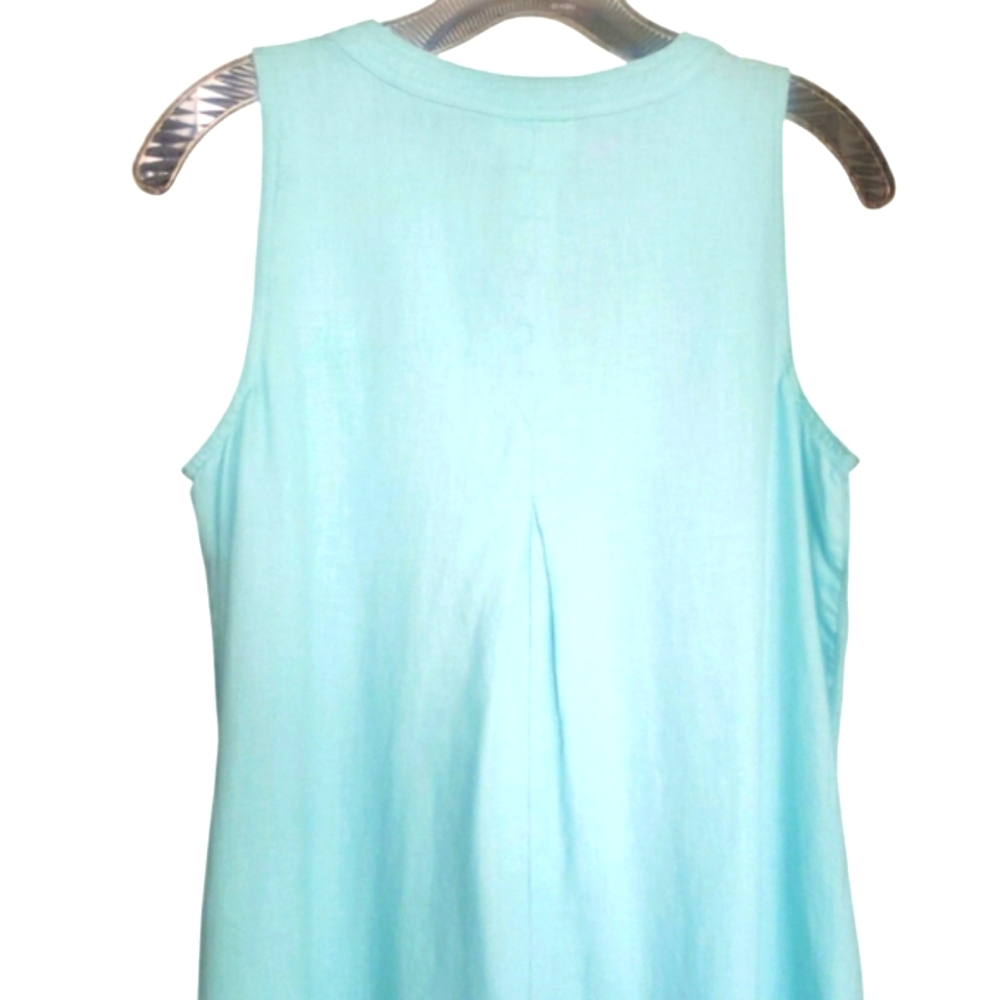J.jill Love Linen 100% Linen Sleeveless Midi Shift Dress Light Pastel Blue VNeck - Picture 11 of 17
